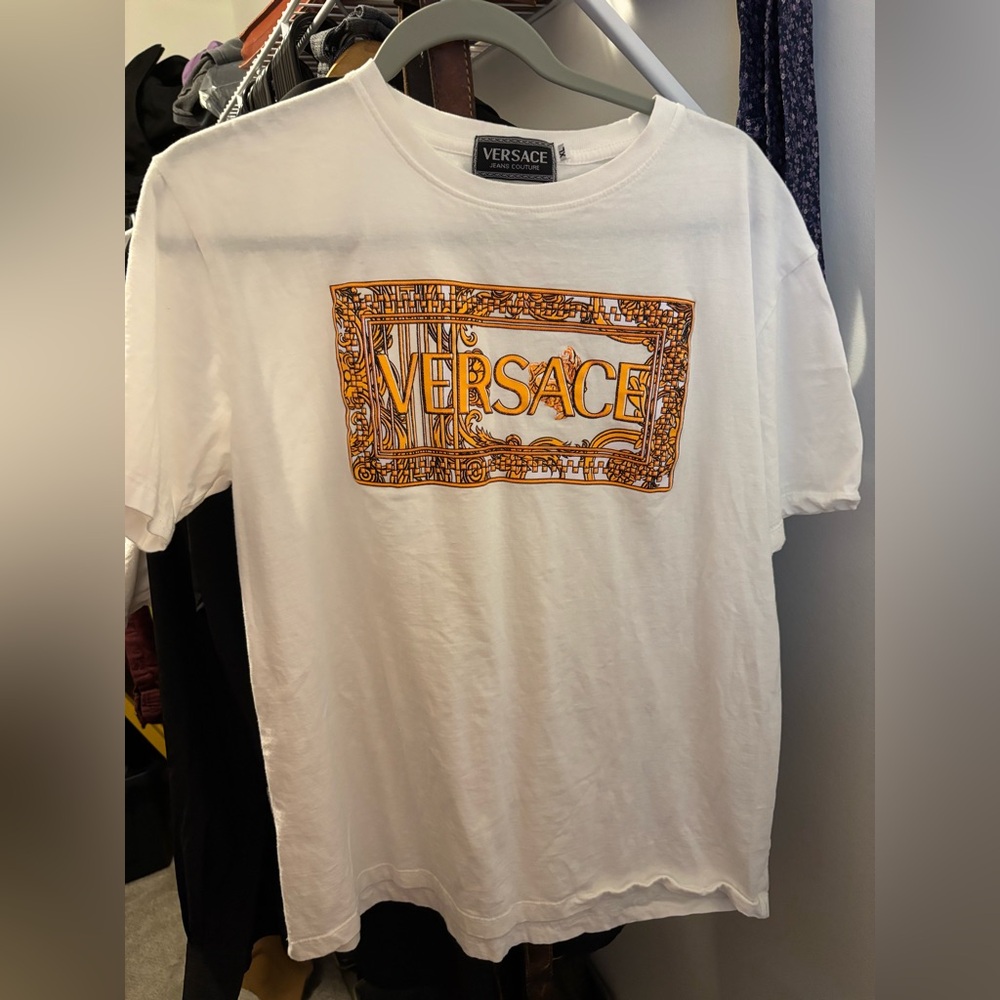 Versace White Tee with Gold Graphic